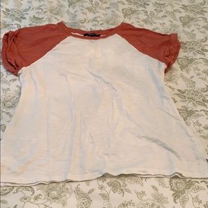 White and burnt orange baseball tee